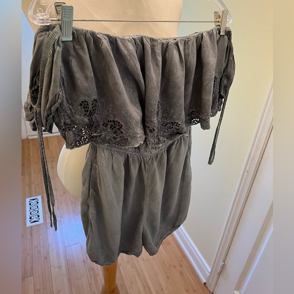 American Eagle Outfitters Pants - Blue/Grey Silky Romper